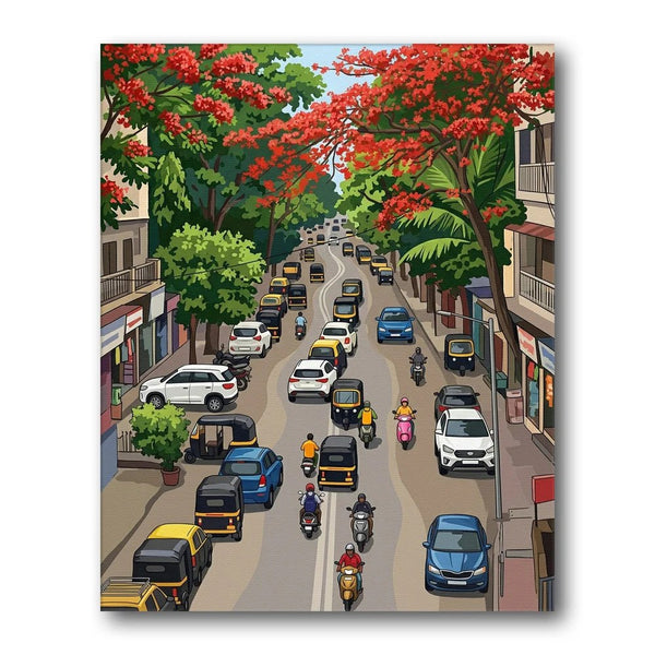 Lisbon Street Illustration paint by numbers kit – Creative Vibes Dubai