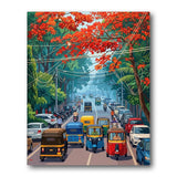 Busy Indian Streetscape paint by numbers kit
