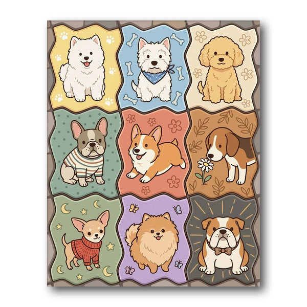 Cartoon Dog Collage paint by numbers kit – Creative Vibes Dubai