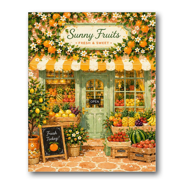 Sunny Fruits Storefront paint by numbers kit – Creative Vibes Dubai