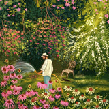 Gardener Watering Flowers finished artwork