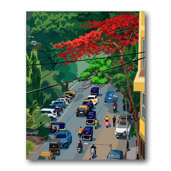 Indian Street Scene paint by numbers kit – Creative Vibes Dubai