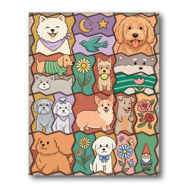 Cartoon Dog Illustrations paint by numbers kit – Creative Vibes Dubai