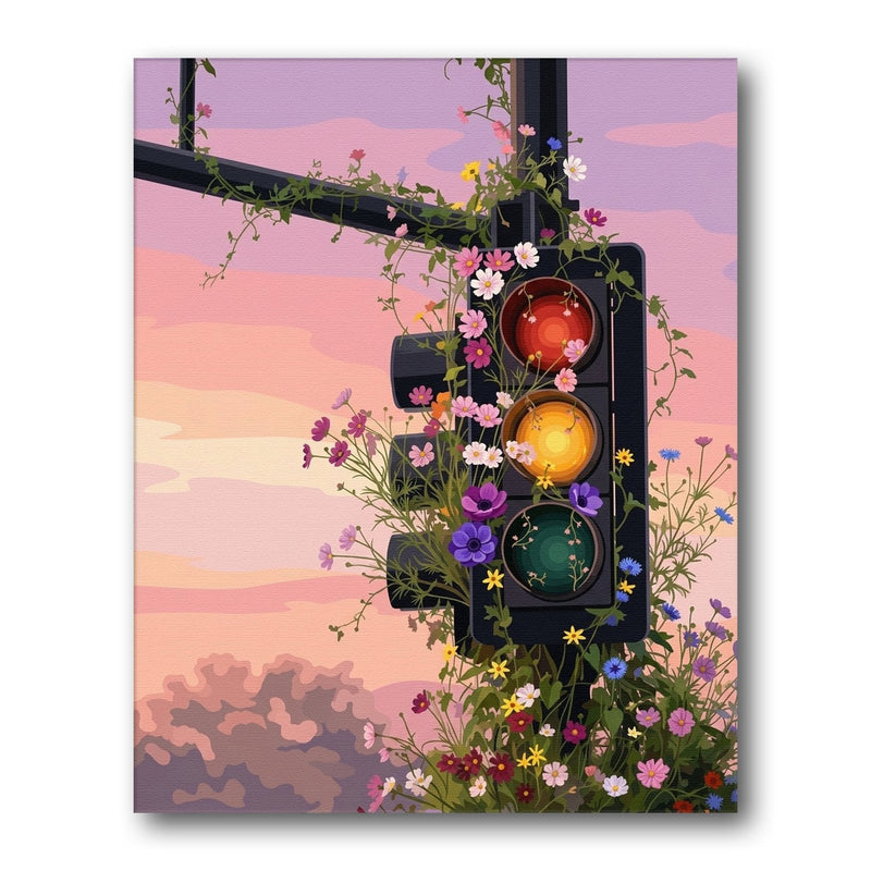 Floral Traffic Light paint by numbers kit