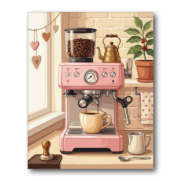 Pink Coffee Machine Paint by Numbers Kit – Creative Vibes Dubai