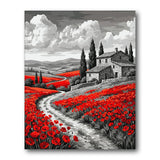Tuscan Poppy Landscape Paint by Numbers Kit