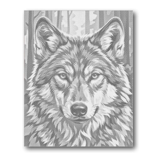 Halftone Wolf Portrait Dot Painting Kit finished canvas from Creative Vibes