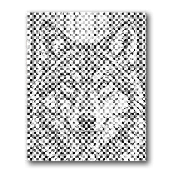 Halftone Wolf Portrait Dot Painting Kit finished canvas from Creative Vibes – Creative Vibes Dubai