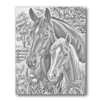 Stippled Horse Portraits Dot Painting Kit finished canvas from Creative Vibes
