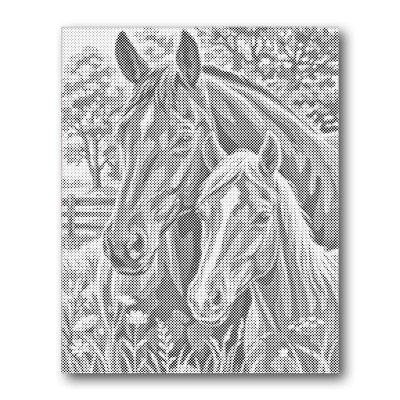 Stippled Horse Portraits Dot Painting Kit finished canvas from Creative Vibes