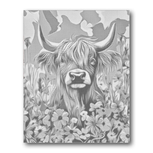 Highland Cow Portrait Dot Painting Kit finished canvas from Creative Vibes – Creative Vibes Dubai