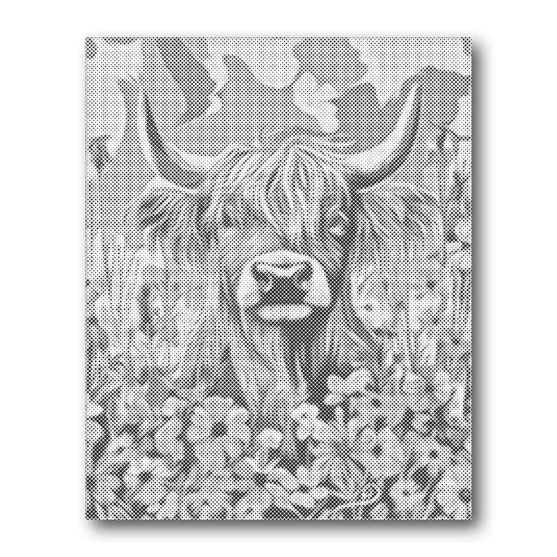 Highland Cow Portrait Dot Painting Kit finished canvas from Creative Vibes