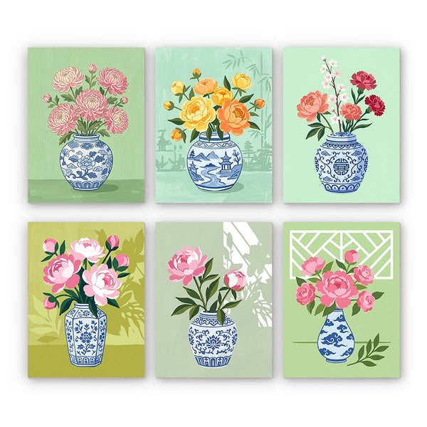 Mini paint by numbers set Chinoiserie Floral Illustrations – Creative Vibes Dubai