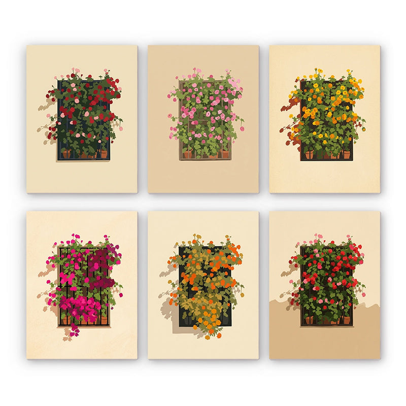 Mini paint by numbers set Floral Window Boxes