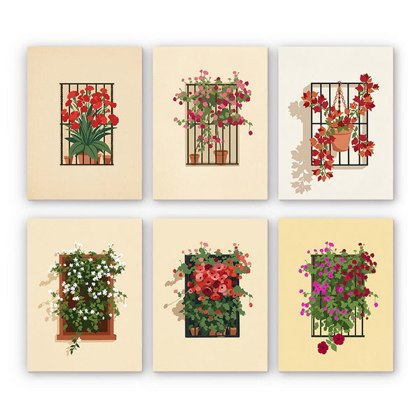 Mini paint by numbers set Floral Balcony Illustrations – Creative Vibes Dubai