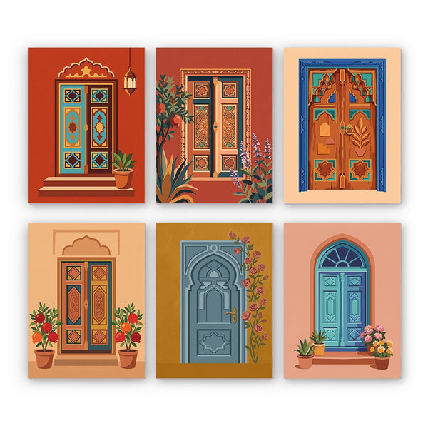 Moroccan Door Illustrations Mini Paint by Numbers Set – Creative Vibes Dubai