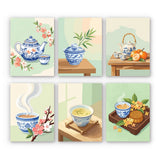Traditional Tea Illustrations Mini Paint by Numbers Kit finished mini canvas from Creative Vibes