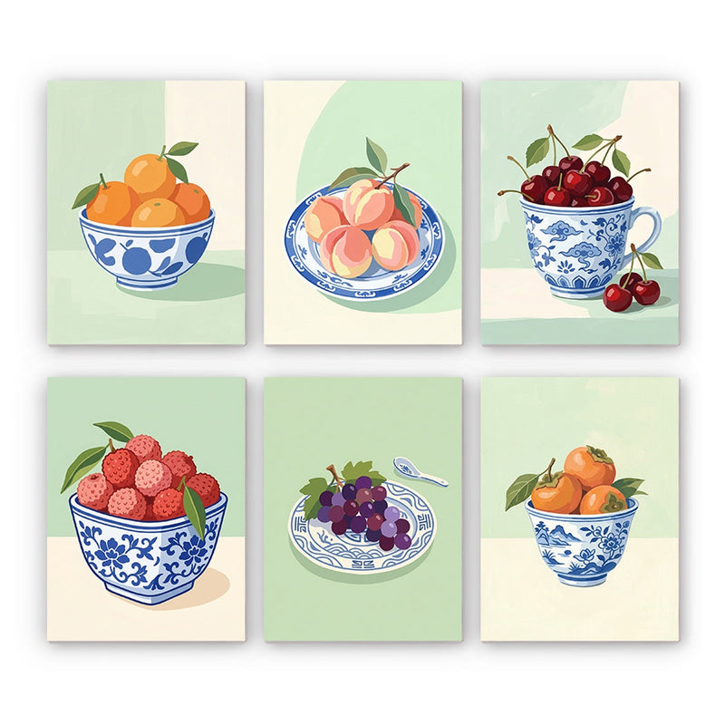Ceramic Fruit Still Life Mini Paint by Numbers Kit finished mini canvas from Creative Vibes