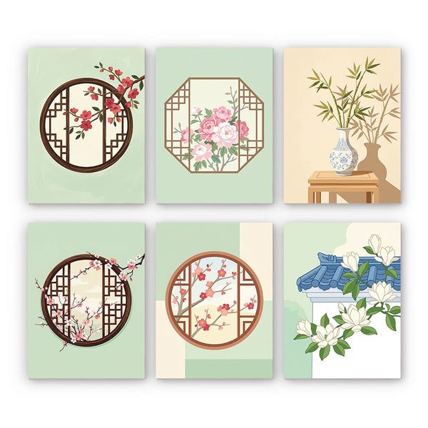 Traditional Chinese Florals Mini Paint by Numbers Kit finished mini canvas from Creative Vibes