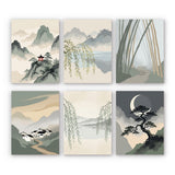Oriental Landscape Paintings Mini Paint by Numbers Kit finished mini canvas from Creative Vibes