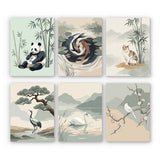 Oriental Nature Illustrations Mini Paint by Numbers Kit finished mini canvas from Creative Vibes