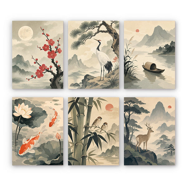 Traditional Nature Paintings Mini Paint by Numbers Kit finished mini canvas from Creative Vibes – Creative Vibes Dubai