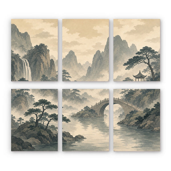 Chinese Landscape Painting Mini Paint by Numbers Kit finished mini canvas from Creative Vibes – Creative Vibes Dubai