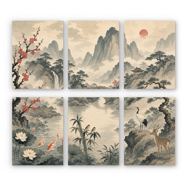 East Asian Landscapes Mini Paint by Numbers Kit finished mini canvas from Creative Vibes – Creative Vibes Dubai