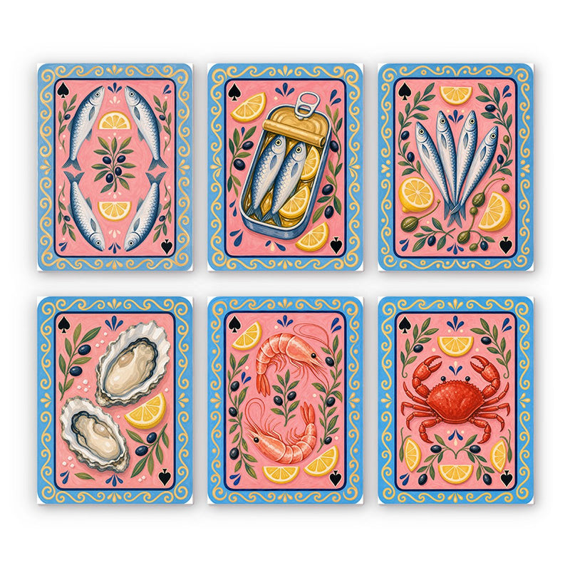 Seafood Playing Card Art Mini Paint by Numbers Kit finished mini canvas from Creative Vibes