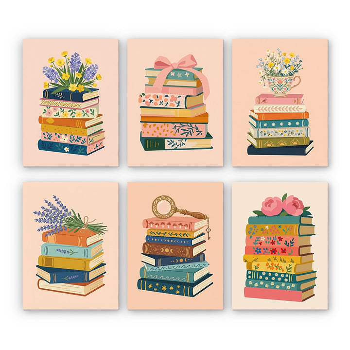 Floral Book Stacks Mini Paint by Numbers Set