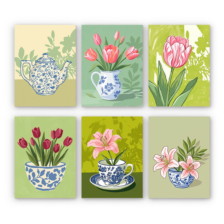 Floral Porcelain Illustrations Mini Paint by Numbers Set