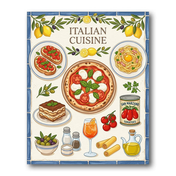 Italian Cuisine Illustration Paint by Numbers Kit – Creative Vibes Dubai