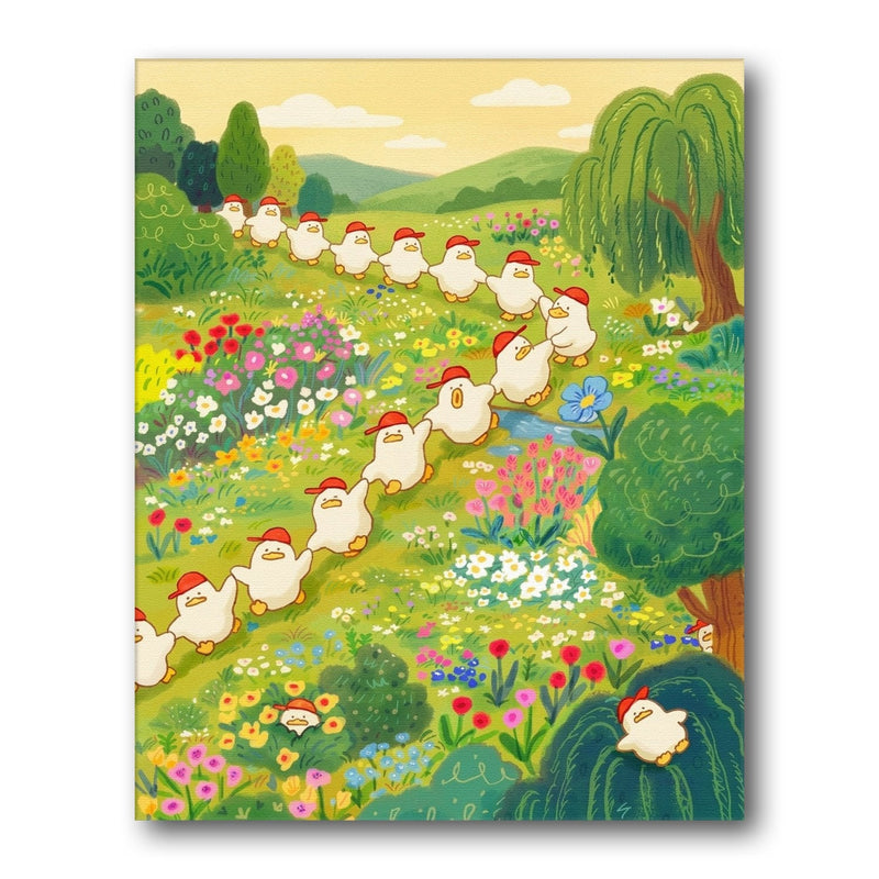 Marching Garden Ducks paint by numbers kit