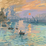 Impressionist Harbor Sunrise finished artwork