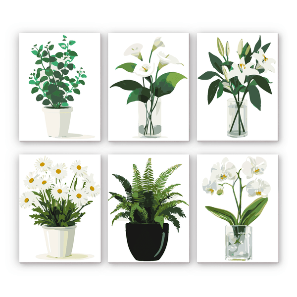 Potted Greens Mini Paint by Numbers Kit finished mini canvas from Creative Vibes – Creative Vibes Dubai