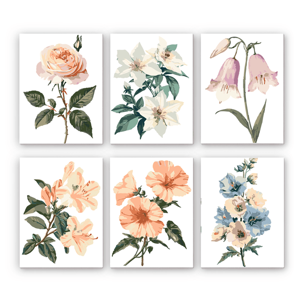 Pastel Florals Mini Paint by Numbers Kit finished mini canvas from Creative Vibes – Creative Vibes Dubai