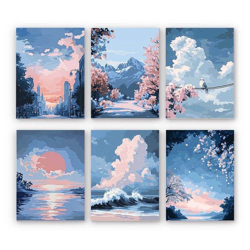 Sky Scenes Mini Paint by Numbers Kit finished mini canvas from Creative Vibes