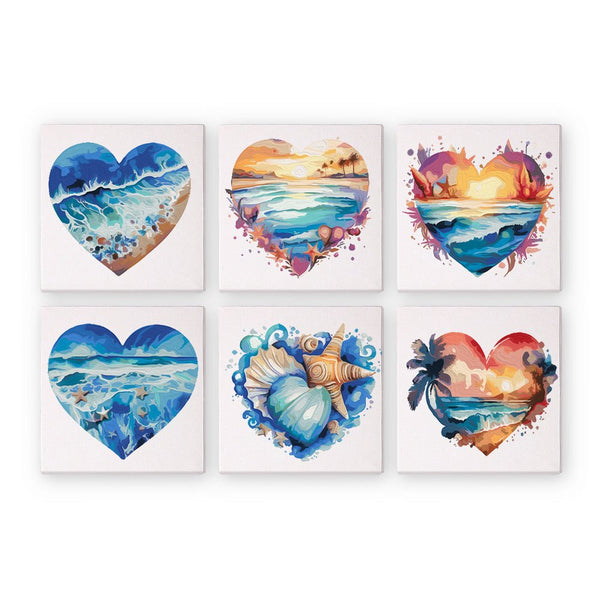 Ocean Hearts Mini Paint by Numbers Kit finished mini canvas from Creative Vibes – Creative Vibes Dubai