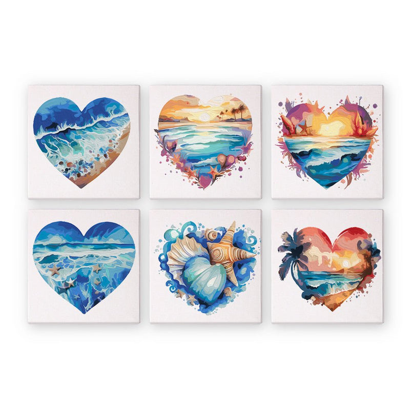 Ocean Hearts Mini Paint by Numbers Kit finished mini canvas from Creative Vibes
