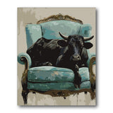 Cow On Sofa Paint by Numbers Kit finished canvas from Creative Vibes
