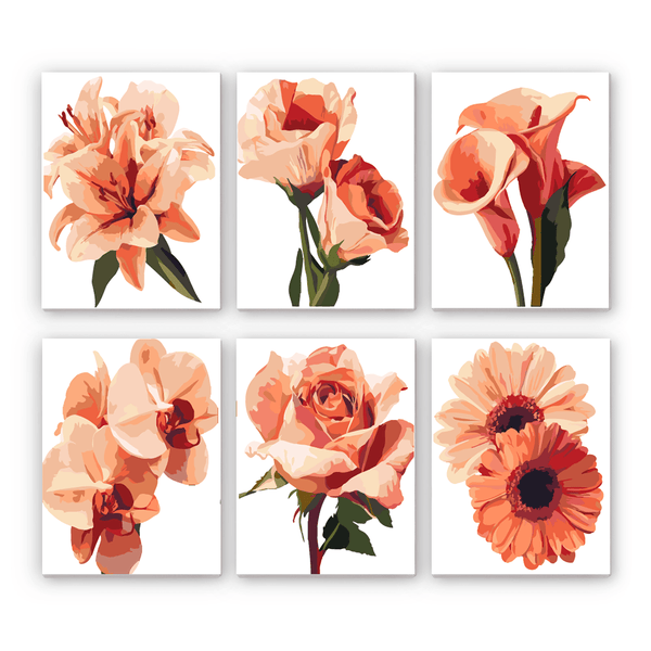 Peachy Blooms Mini Paint by Numbers Kit finished mini canvas from Creative Vibes – Creative Vibes Dubai