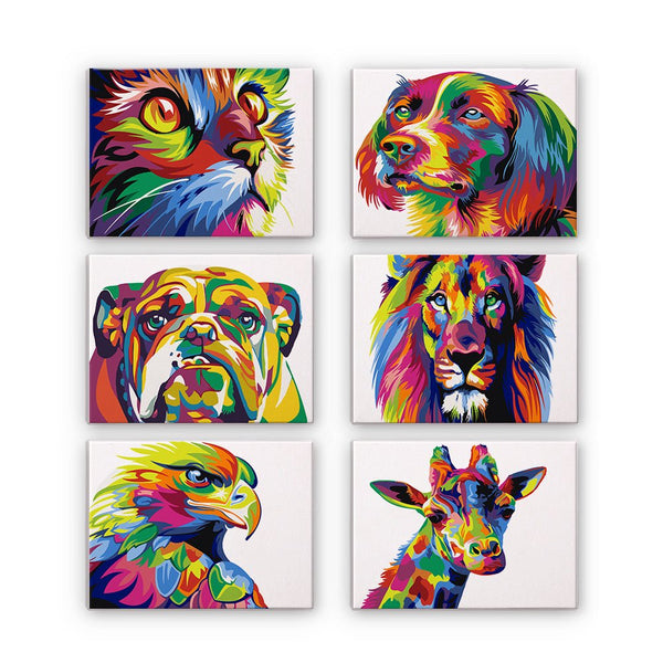 Pop Animals Mini Paint by Numbers Kit finished mini canvas from Creative Vibes – Creative Vibes Dubai