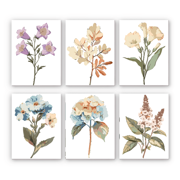 Soft Florals Mini Paint by Numbers Kit finished mini canvas from Creative Vibes – Creative Vibes Dubai