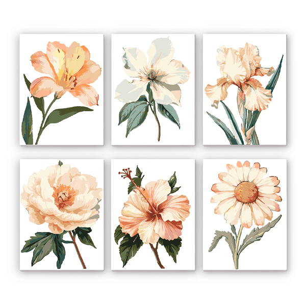 Bloom Quartet Mini Paint by Numbers Kit finished mini canvas from Creative Vibes – Creative Vibes Dubai
