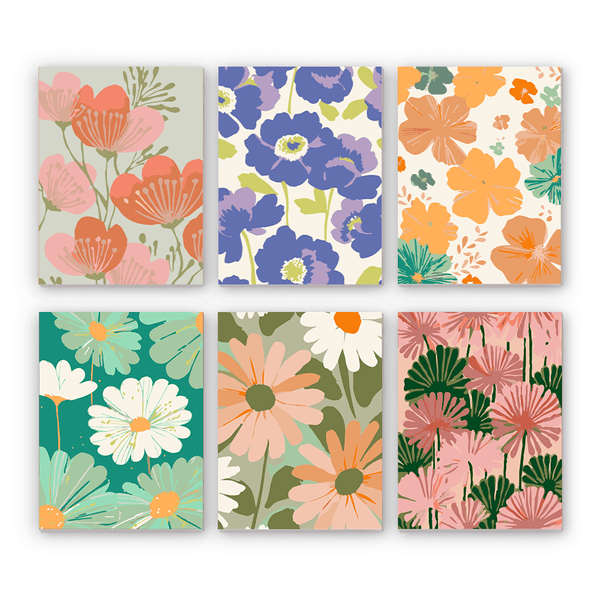 Retro Florals Mini Paint by Numbers Kit finished mini canvas from Creative Vibes – Creative Vibes Dubai