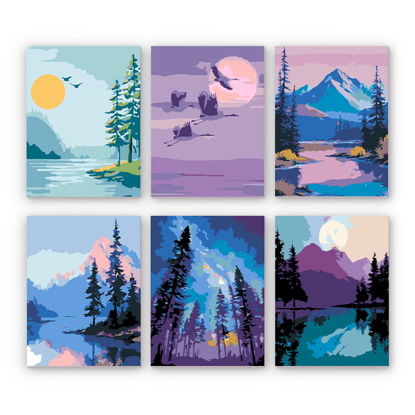 Twilight Forests Mini Paint by Numbers Kit finished mini canvas from Creative Vibes – Creative Vibes Dubai