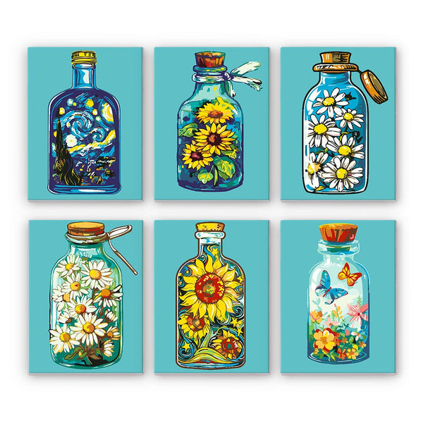 Bottled Joy Mini Paint by Numbers Kit finished mini canvas from Creative Vibes