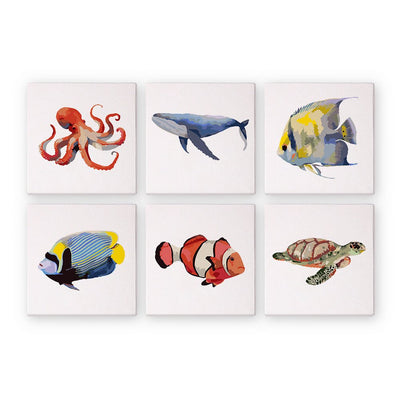 Marine Creatures Mini Paint by Numbers Kit finished mini canvas from Creative Vibes