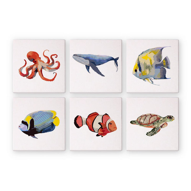 Marine Creatures Mini Paint by Numbers Kit finished mini canvas from Creative Vibes