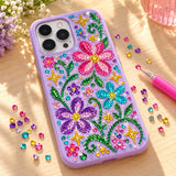 Rhinestone flower design on a phone case